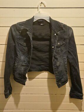 LTB Denim Jacket Womens S Slim Distressed Dark Wash Cropped Fit Casual